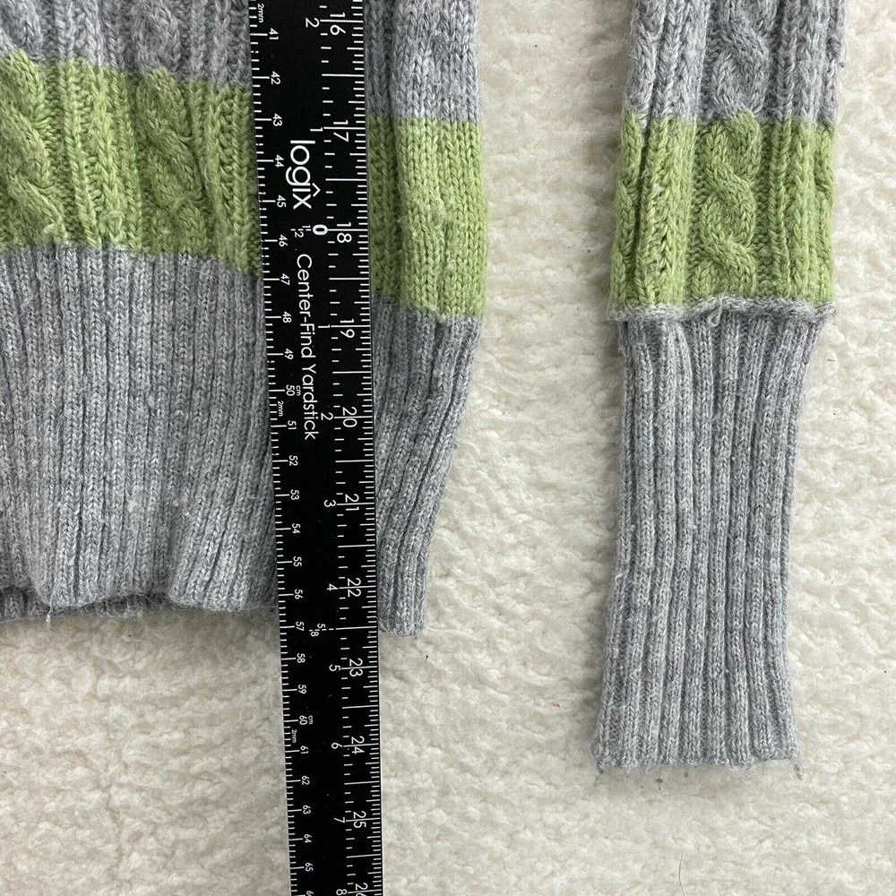Y2K Late 2000s Aeropostale Green Grey Cable Ribbed Knit Fairy Grunge Sweater S - Picture 5 of 6